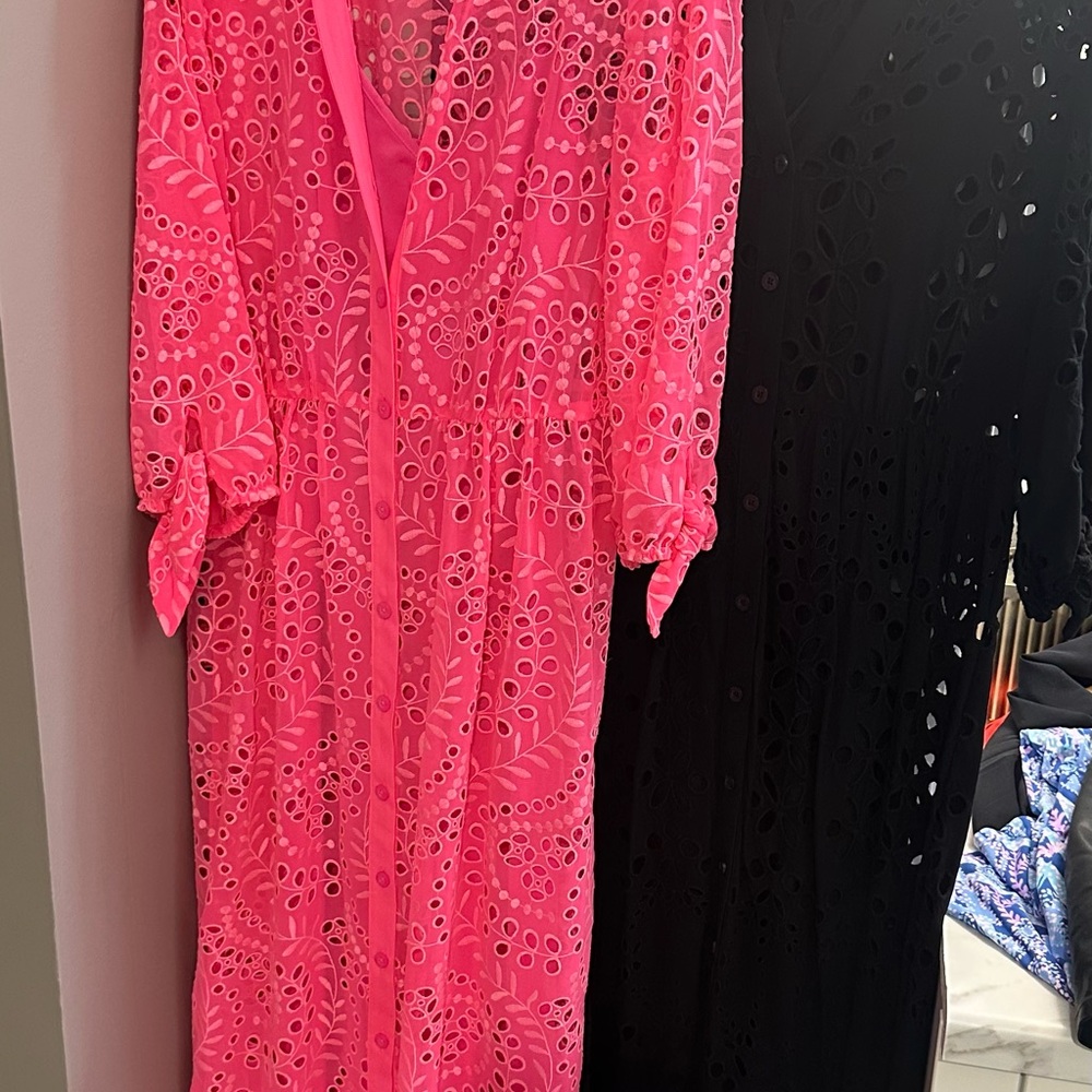 Lilly Pulitzer Vibrant Pink and Classic Black Long Sleeve Dress